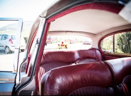 Silver Jag with Red leather seats for weddings in Arundel